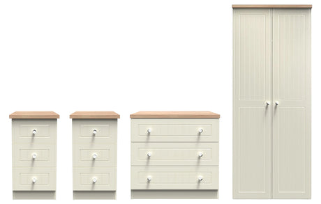 Vienna 4 Piece Bedroom Set with Oak Top