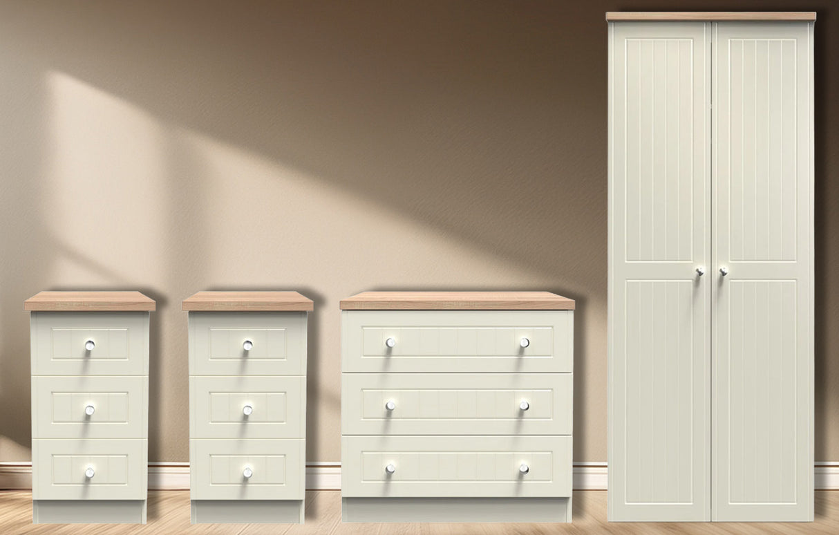 Vienna 4 Piece Bedroom Set with Oak Top