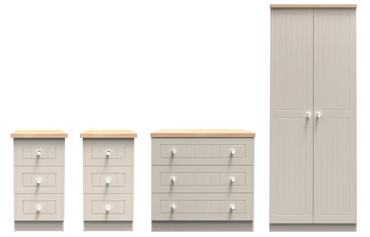 Vienna 4 Piece Bedroom Set with Oak Top