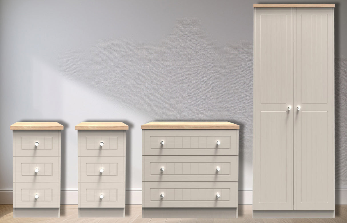 Vienna 4 Piece Bedroom Set with Oak Top