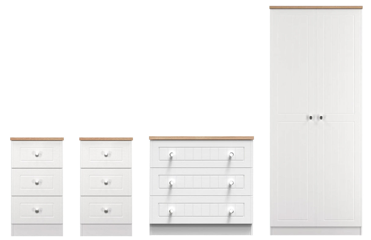 Vienna 4 Piece Bedroom Set with Oak Top