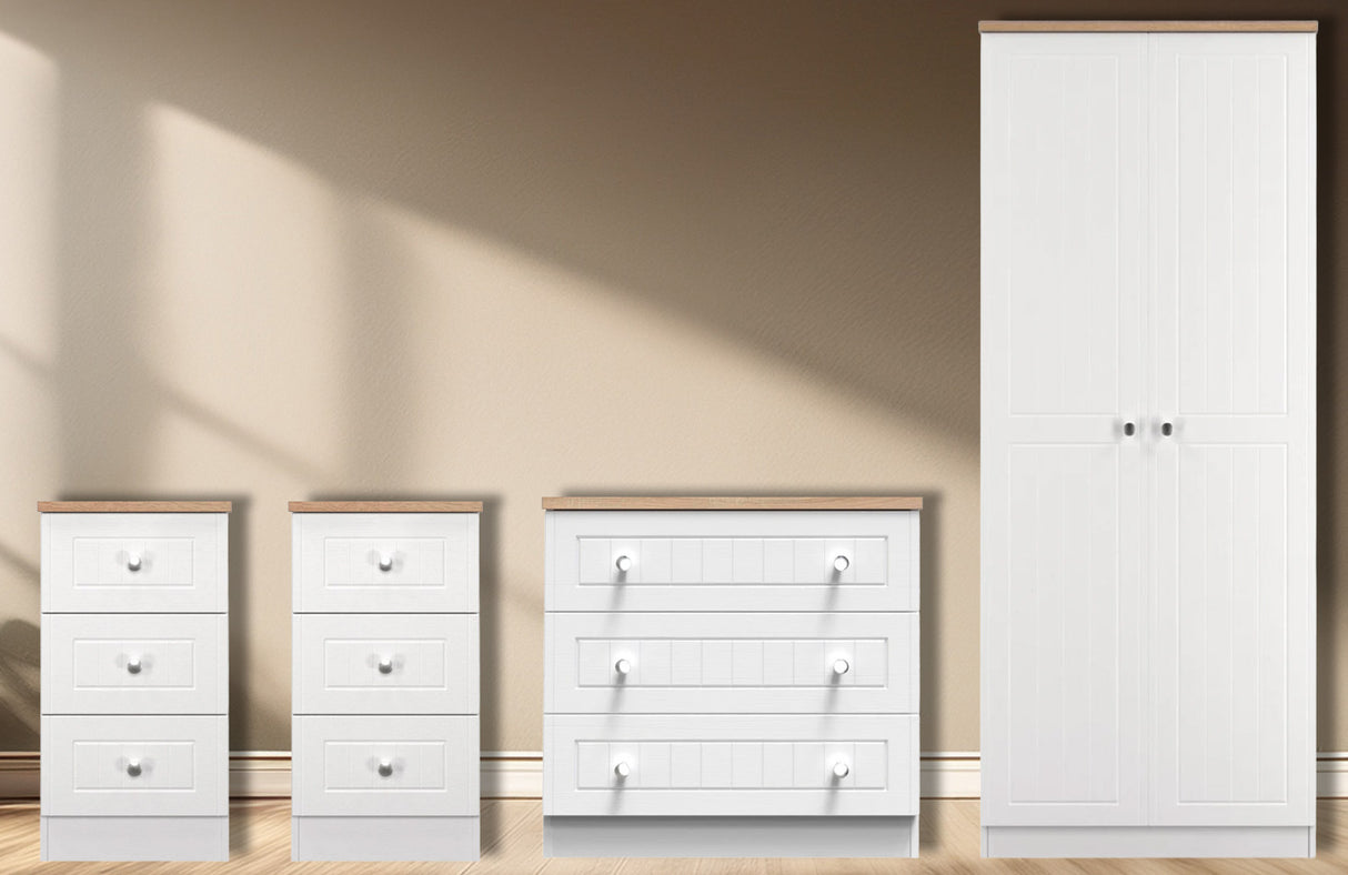 Vienna 4 Piece Bedroom Set with Oak Top