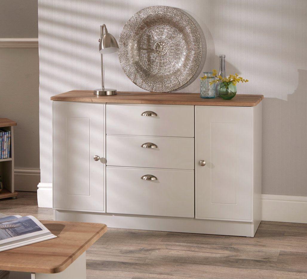 Victoria Wide 2 Door 3 Drawer Sideboard with Riviera Oak Top