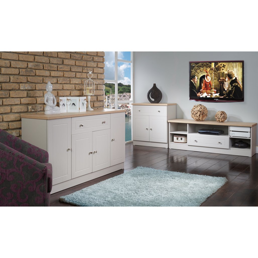Vienna 4 Door 1 Drawer Wide Sideboard with Oak Top