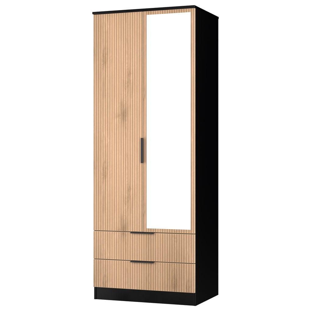 Java Tall Mirrored 2 Drawer 2 Door Double Wardrobe