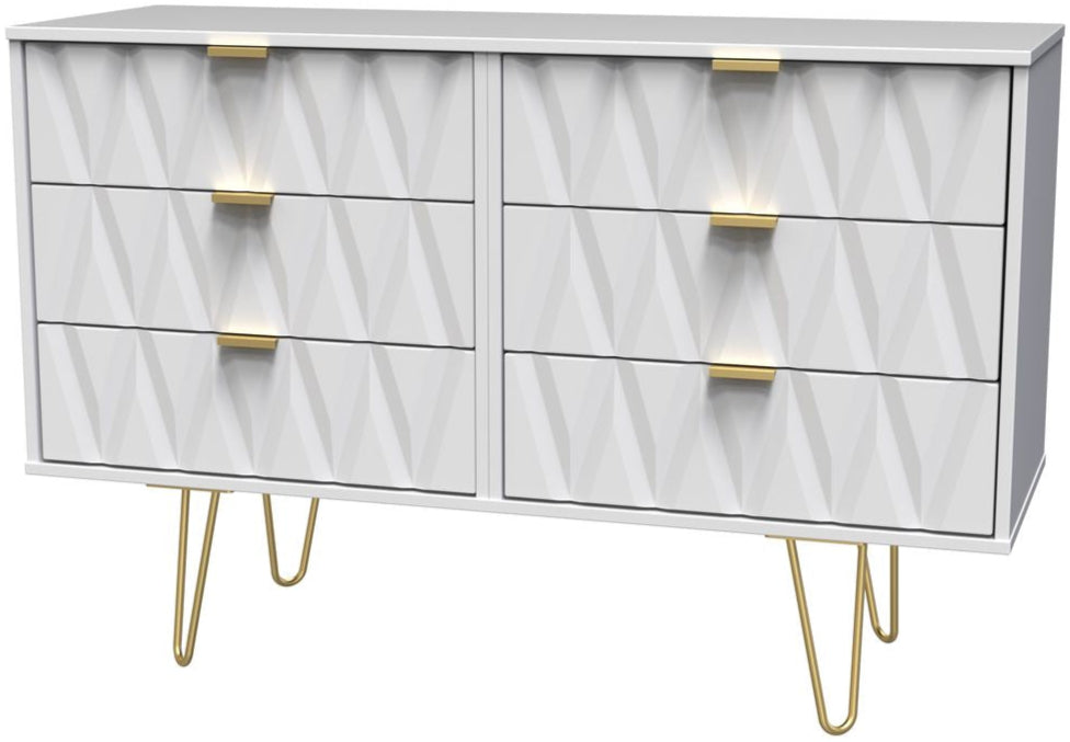 Diamond 6 Drawer Midi Chest with Gold Hairpin Legs