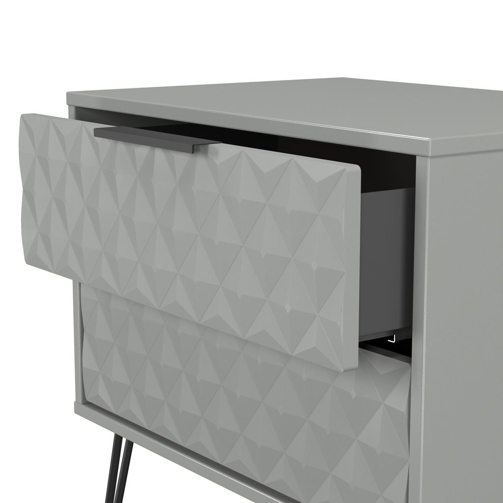 Harlequin 2 Drawer Midi Chest with Black Hairpin Legs