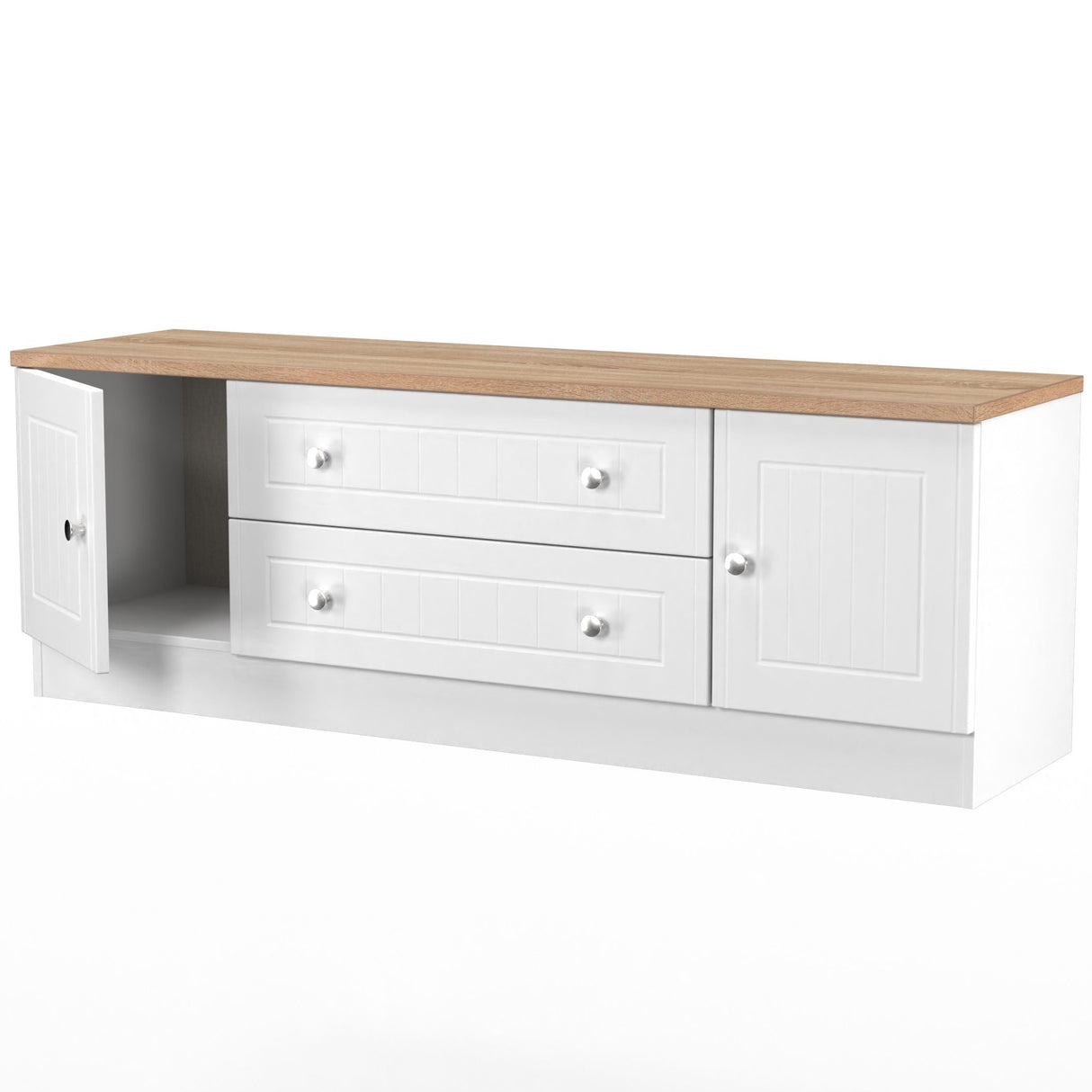 Vienna 2 Door 2 Drawer Wide TV Unit with Oak Top