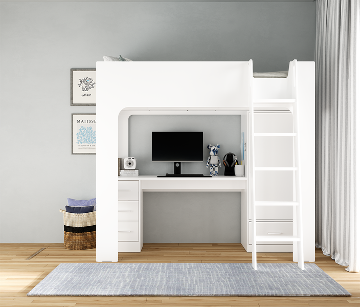 Eden High Sleeper Children's Bed Frame with Wardrobe and Desk