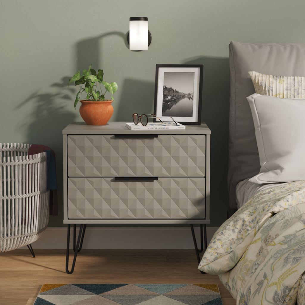 Harlequin 2 Drawer Midi Chest with Black Hairpin Legs