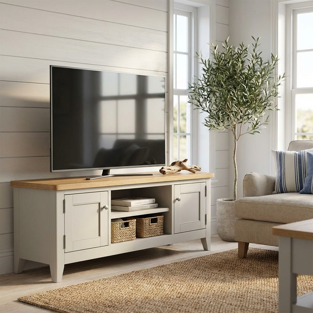 Atlas 2 Door Wide TV Cabinet with Open Shelves