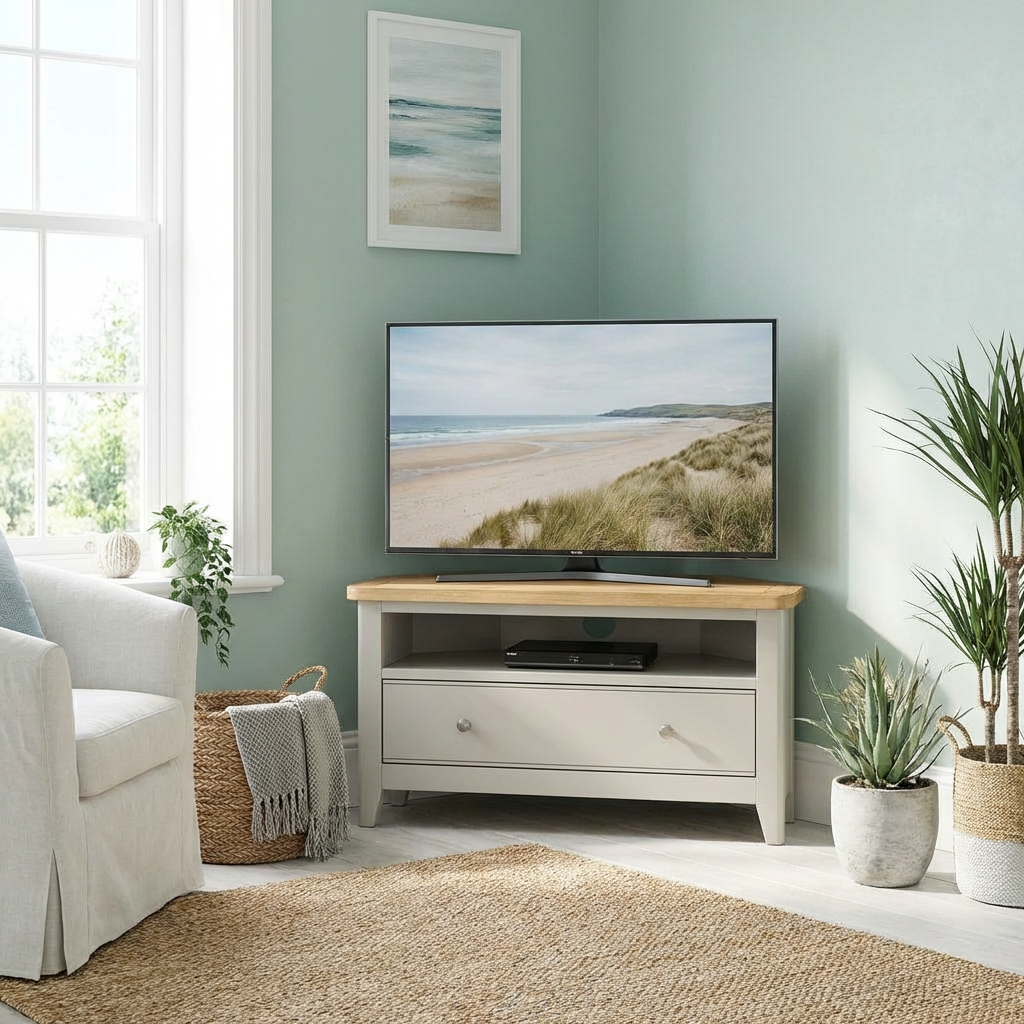 Atlas 1 Drawer Corner TV Cabinet with Open Shelf