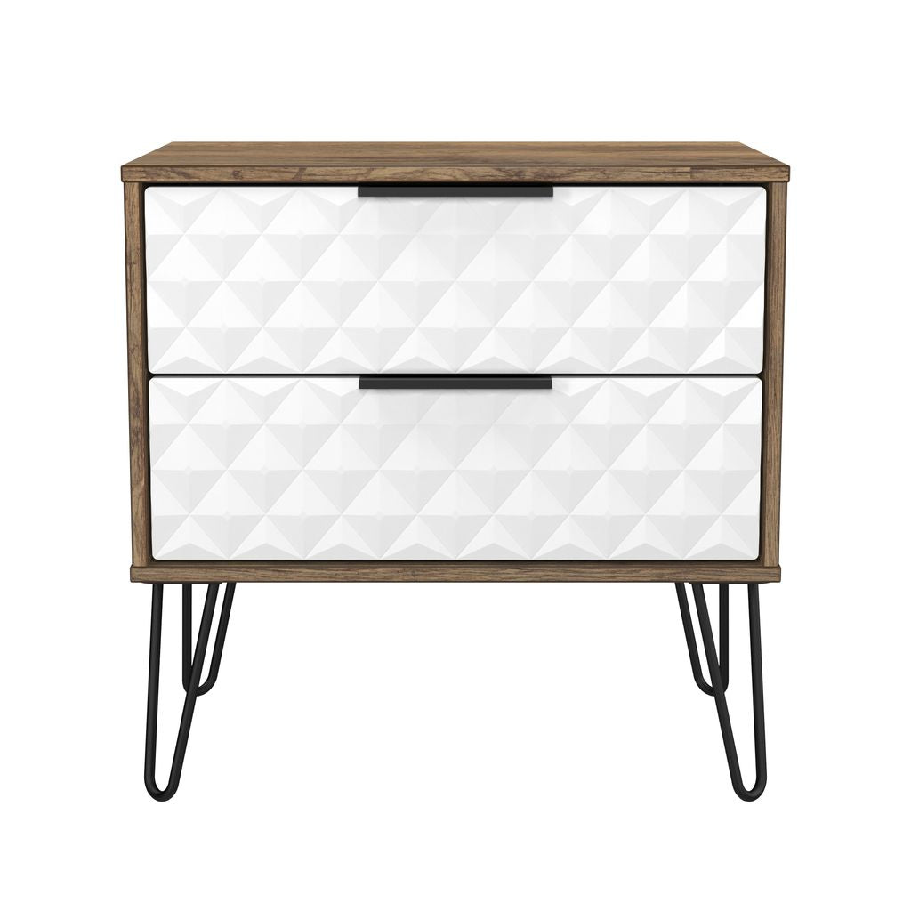 Harlequin 2 Drawer Midi Chest with Black Hairpin Legs