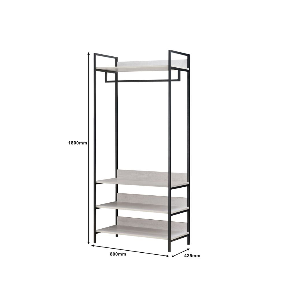 Alva Open Wardrobe Clothes Rail with 2 Drawer 4 Shelf 3 Piece Bedroom Set