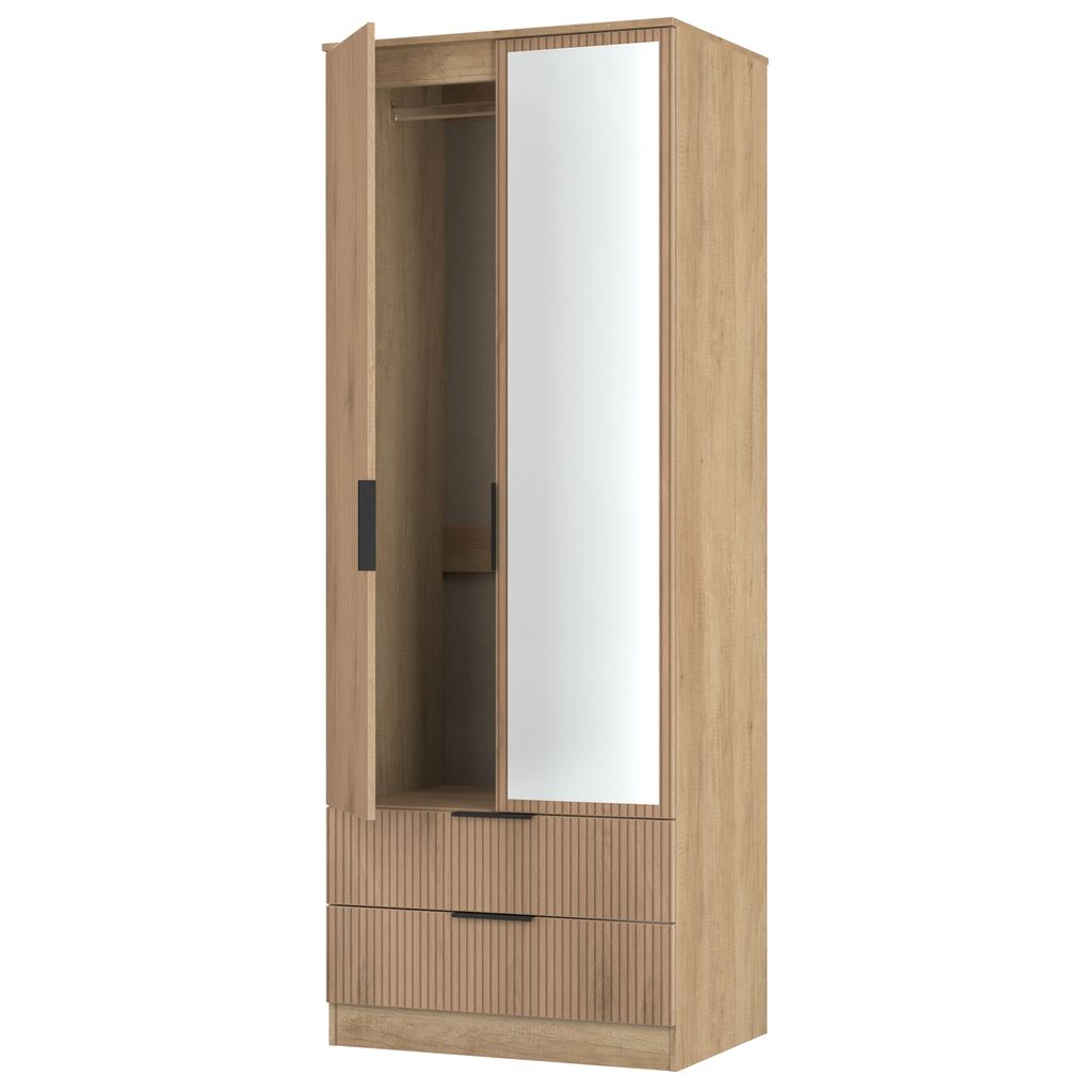 Java Tall Mirrored 2 Drawer 2 Door Double Wardrobe