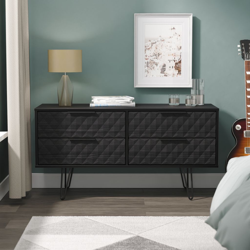 Harlequin 4 Drawer Bed Box with Black Hairpin Legs