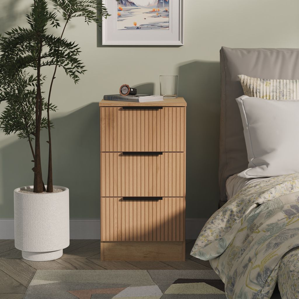 Java 3 Drawer Bedside Table