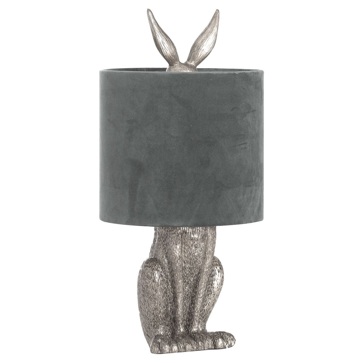 Antique Hare Table Lamp with Velvet Shade
