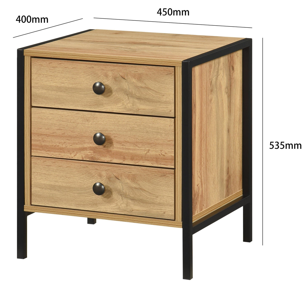 Alva 3 Drawer Bedside Table - Swish Furniture
