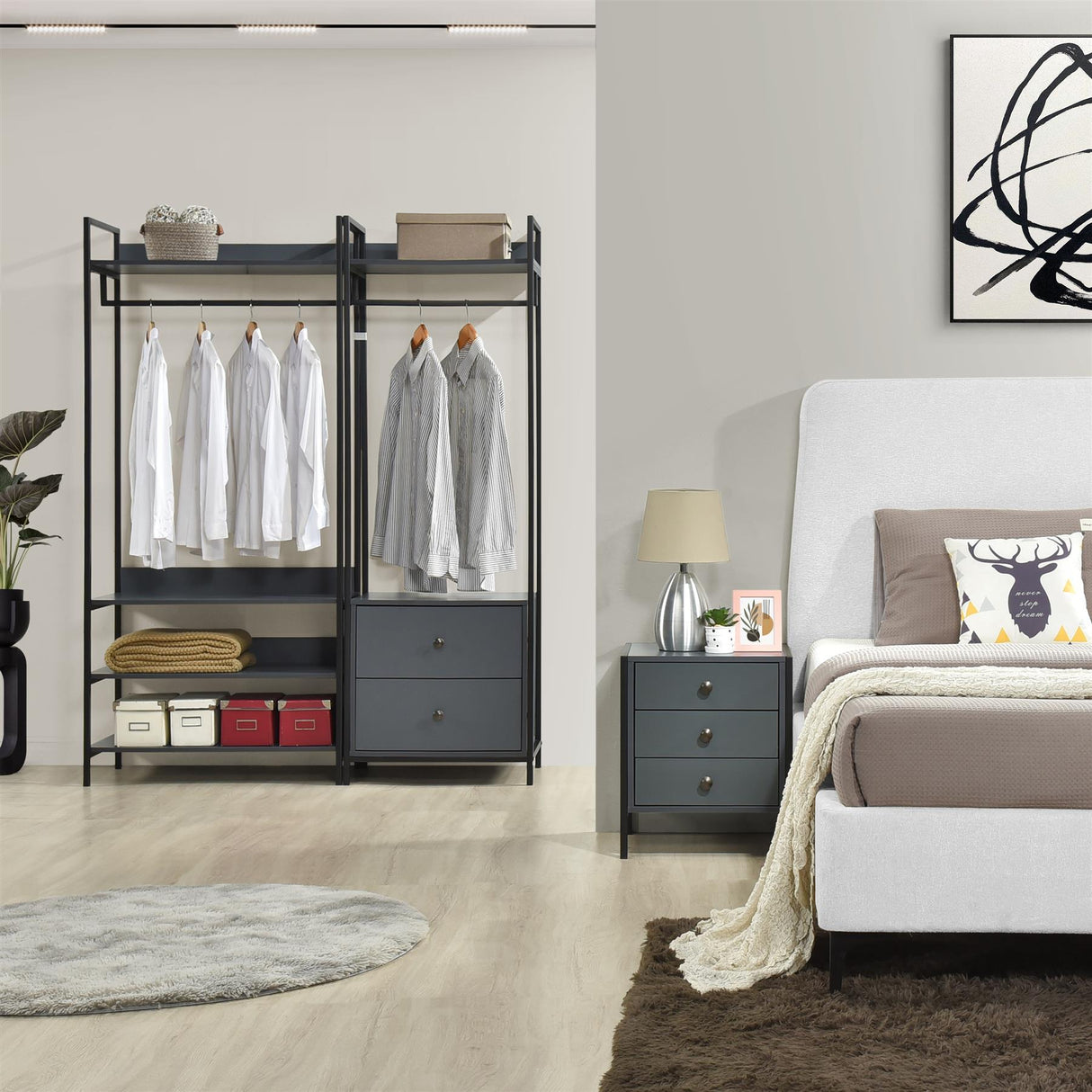 Alva Open Wardrobe 3 Piece Bedroom Set - Swish Furniture