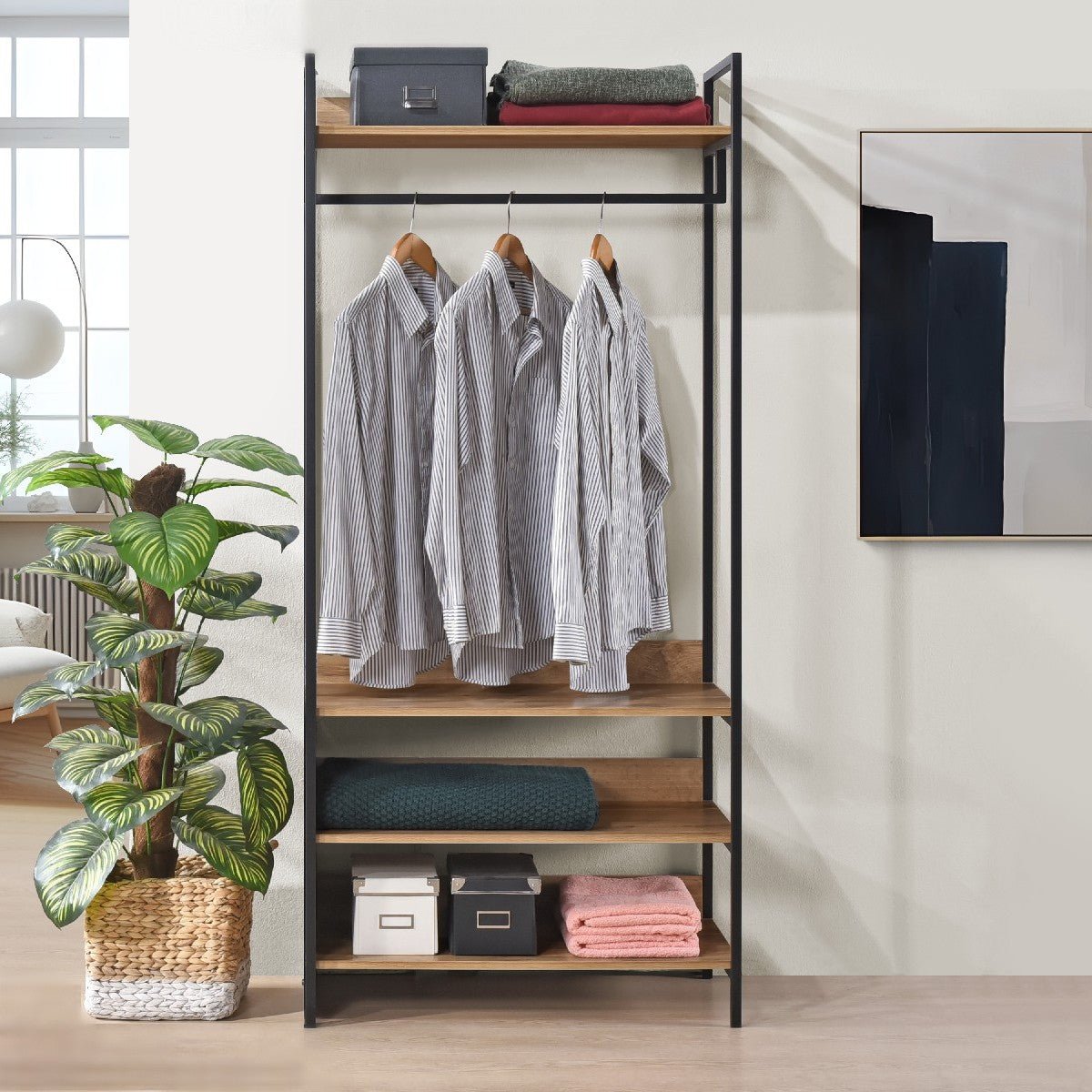 Alva Open Wardrobe with 4 Shelves – Own Furniture