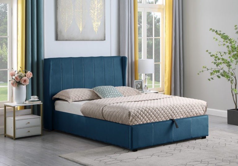 Amelia Velvet Storage Ottoman Bed - Seconique