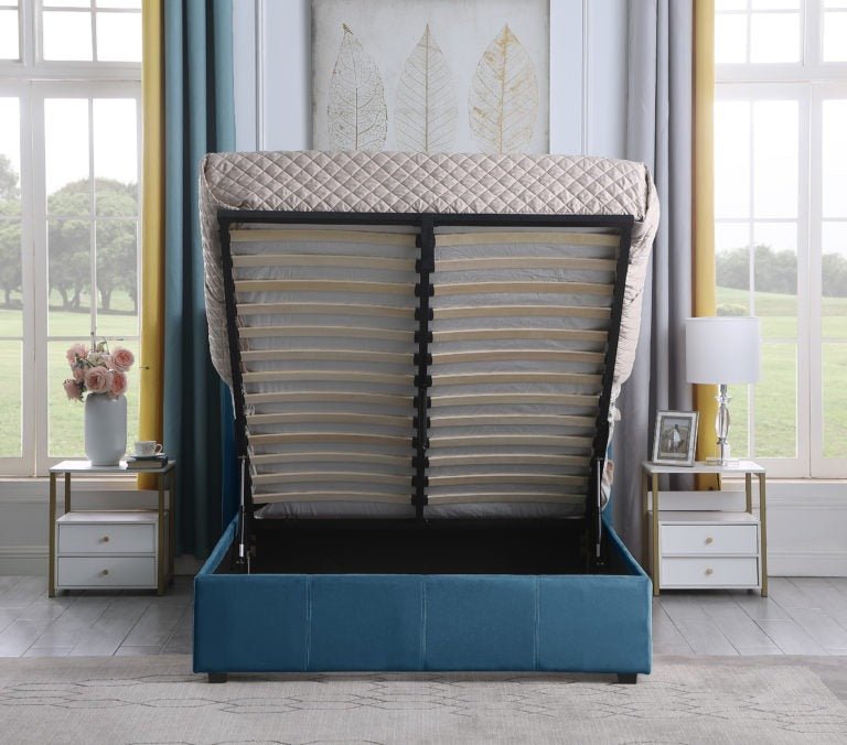 Amelia Velvet Storage Ottoman Bed - Seconique