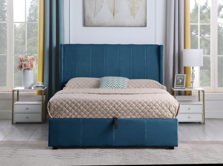 Amelia Velvet Storage Ottoman Bed - Seconique