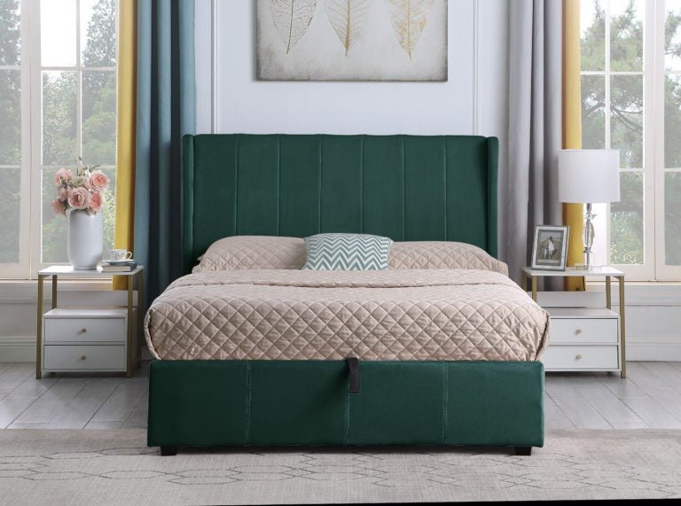 Amelia Velvet Storage Ottoman Bed - Seconique
