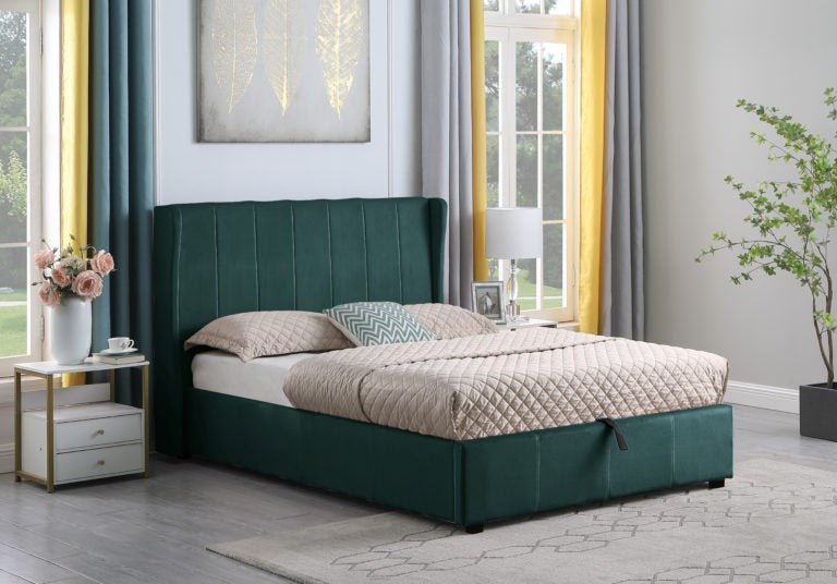 Amelia Velvet Storage Ottoman Bed - Seconique