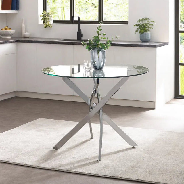 Anderson Glass Top Round Dining Table - Julian Bowen