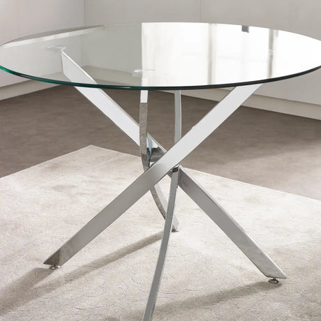 Anderson Glass Top Round Dining Table - Julian Bowen