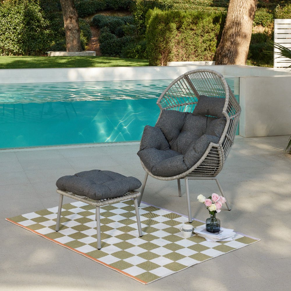 Antigua PE Rattan Egg Garden Chair with Footstool - TGC