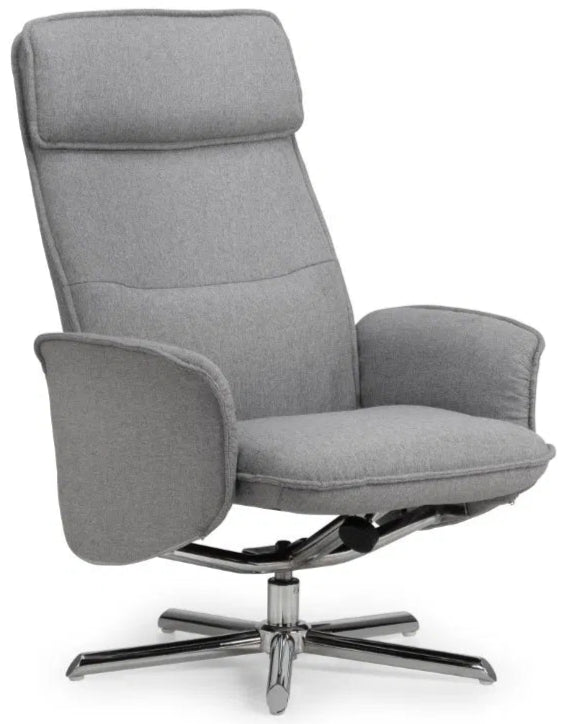 Aria Linen Recliner and Stool With Chrome Base - Julian Bowen