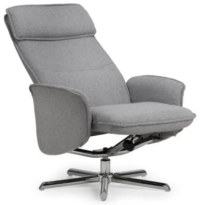 Aria Linen Recliner and Stool With Chrome Base - Julian Bowen