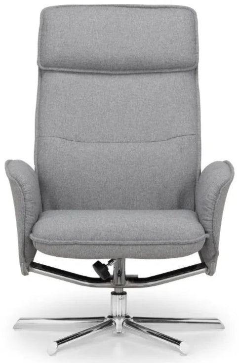 Aria Linen Recliner and Stool With Chrome Base - Julian Bowen