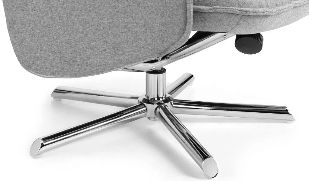 Aria Linen Recliner and Stool With Chrome Base - Julian Bowen