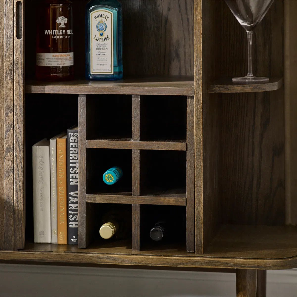 Arya Wine Cabinet with 2 Sliding Doors - Julian Bowen