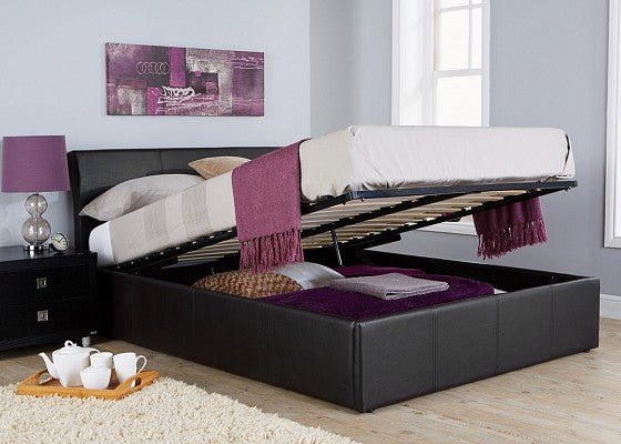 Ascot Faux Leather Ottoman Bed (5' King Size) - GFW