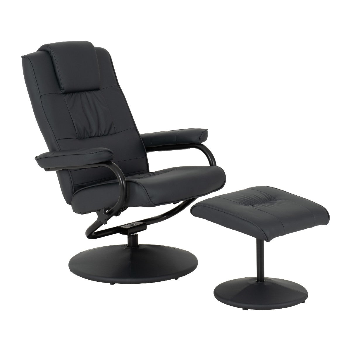 Ascot Faux Leather Recliner Chair & Footstool - Seconique
