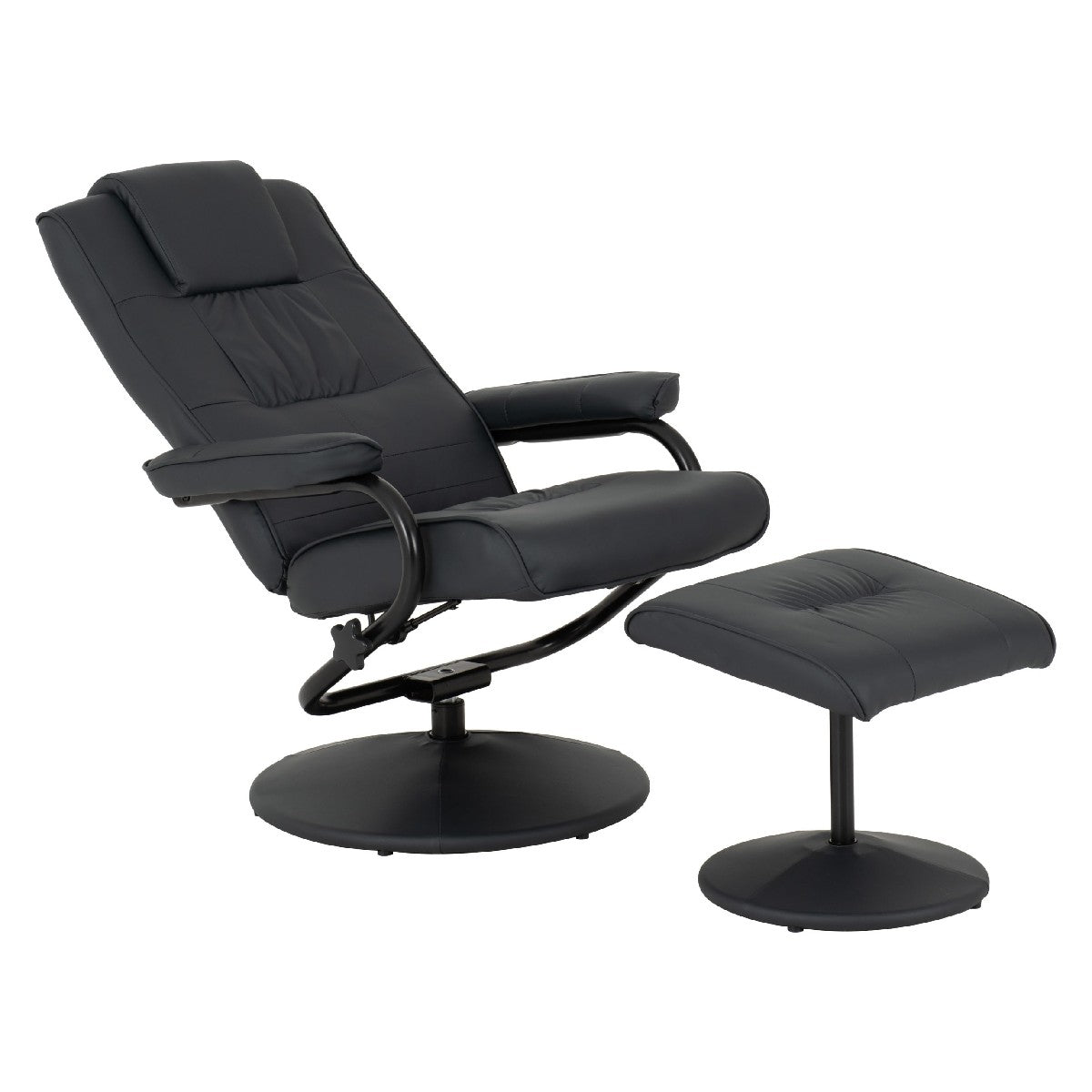 Ascot Faux Leather Recliner Chair & Footstool - Seconique