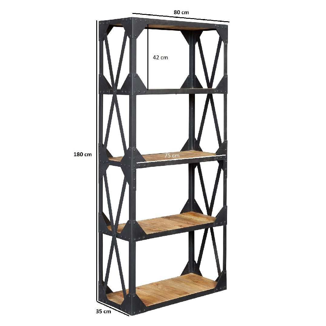 Ascot Industrial Reclaimed Wood and Metal Bookcase - Indian Hub