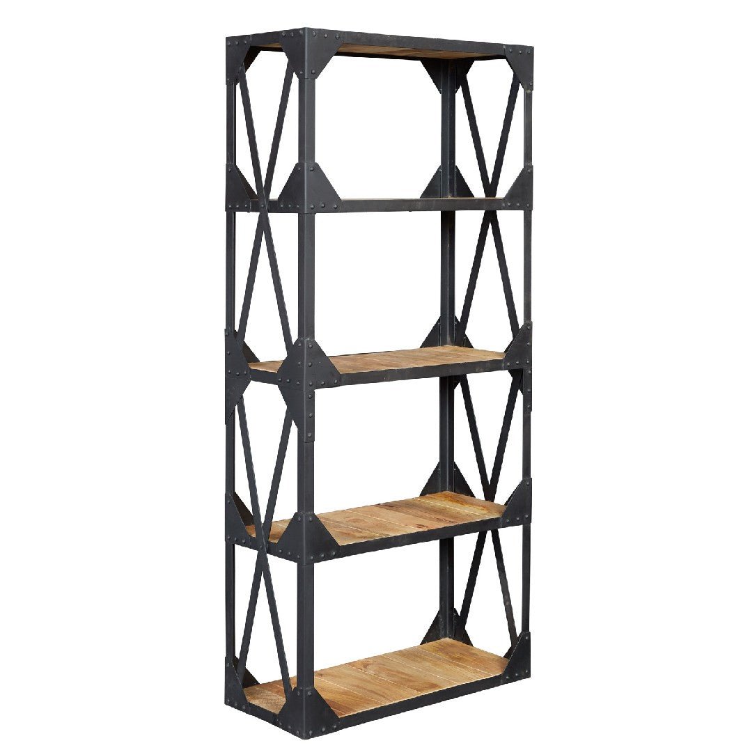 Ascot Industrial Reclaimed Wood and Metal Bookcase - Indian Hub