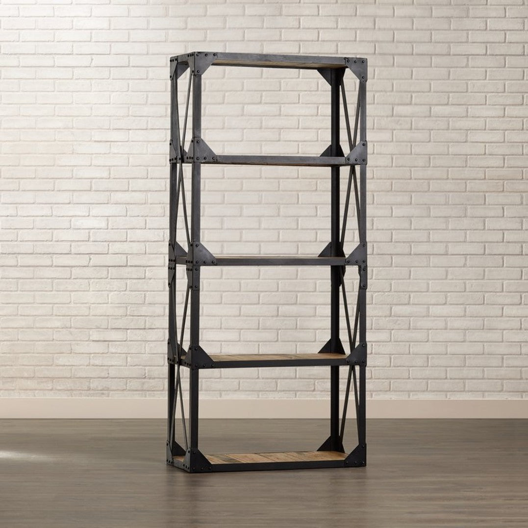 Ascot Industrial Reclaimed Wood and Metal Bookcase - Indian Hub