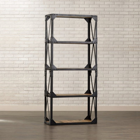 Ascot Industrial Reclaimed Wood and Metal Bookcase - Indian Hub