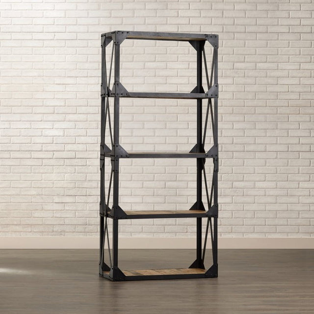 Ascot Industrial Reclaimed Wood and Metal Bookcase - Indian Hub