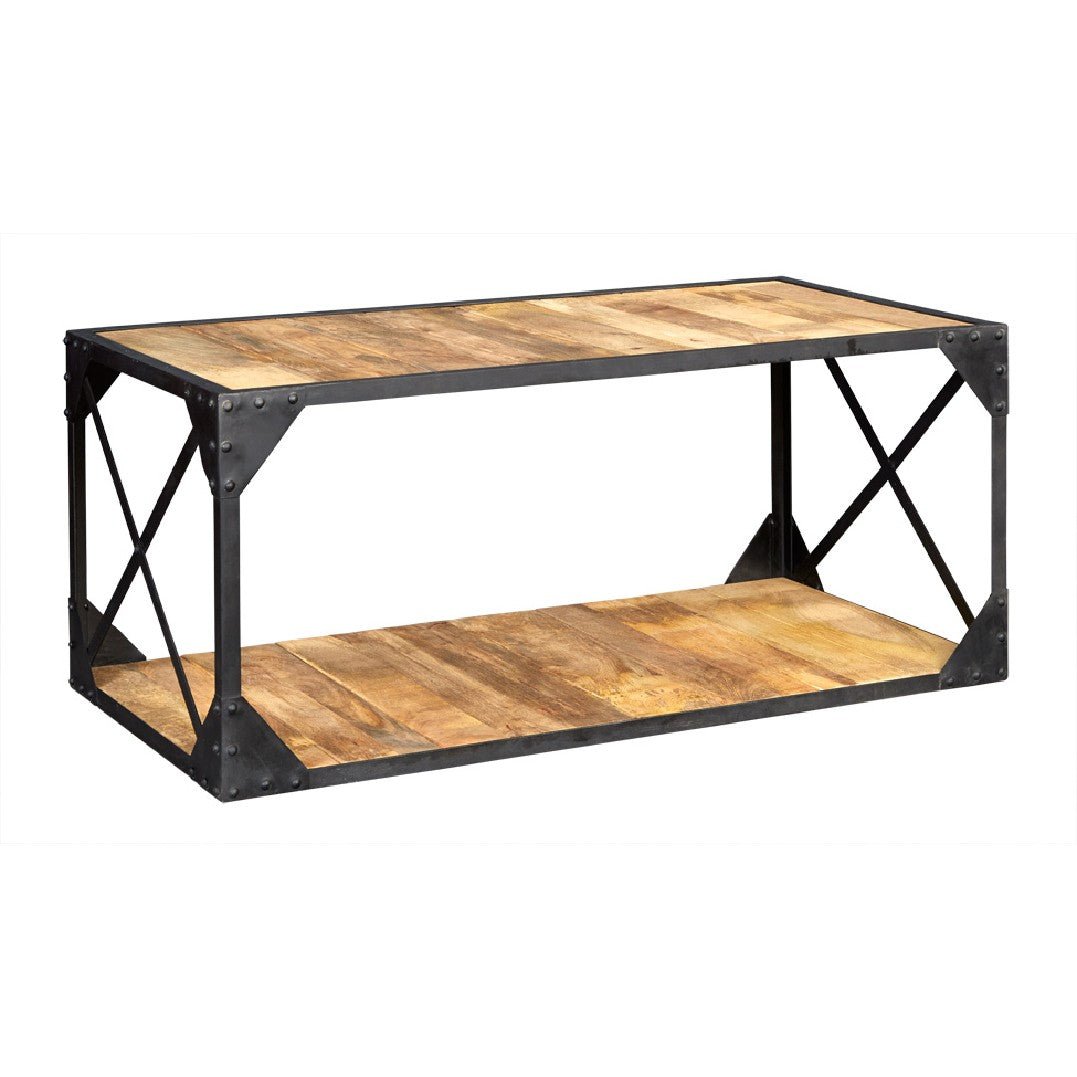 Ascot Industrial Reclaimed Wood and Metal Coffee Table - Indian Hub