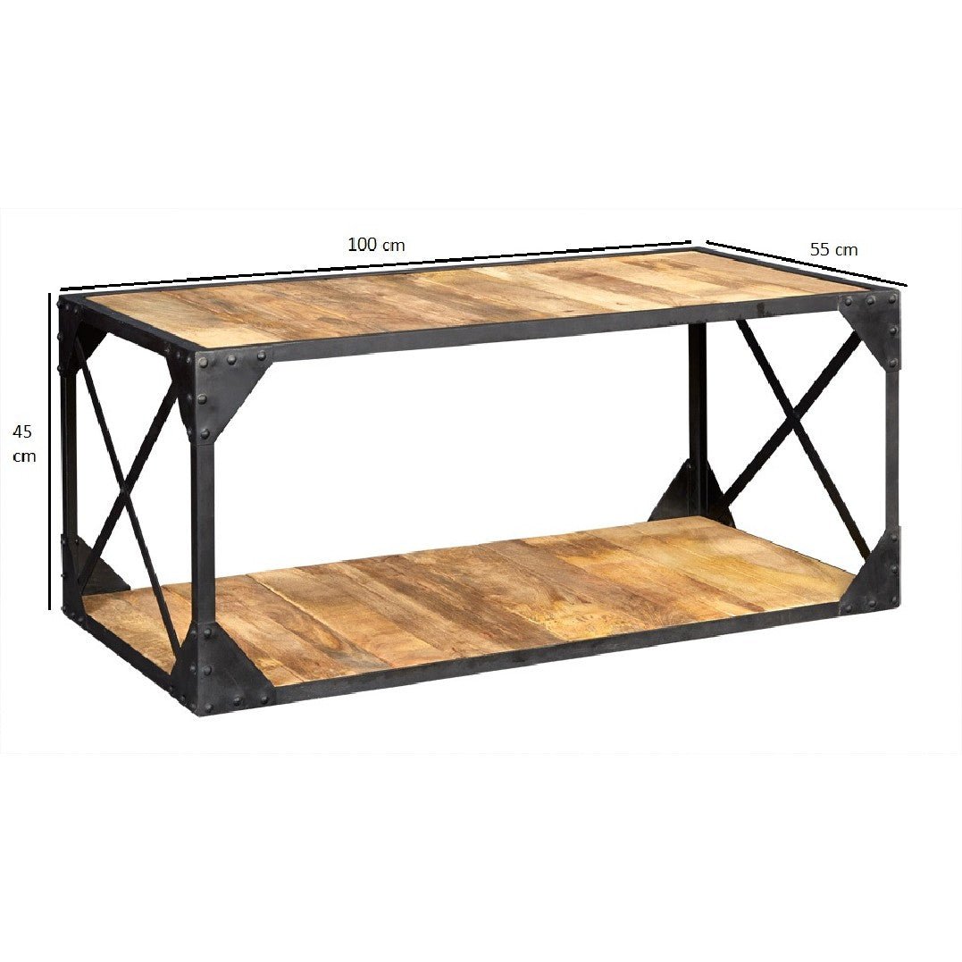 Ascot Industrial Reclaimed Wood and Metal Coffee Table - Indian Hub