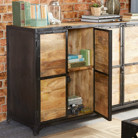 Ascot Industrial Reclaimed Wood and Metal Large Sideboard - Indian Hub