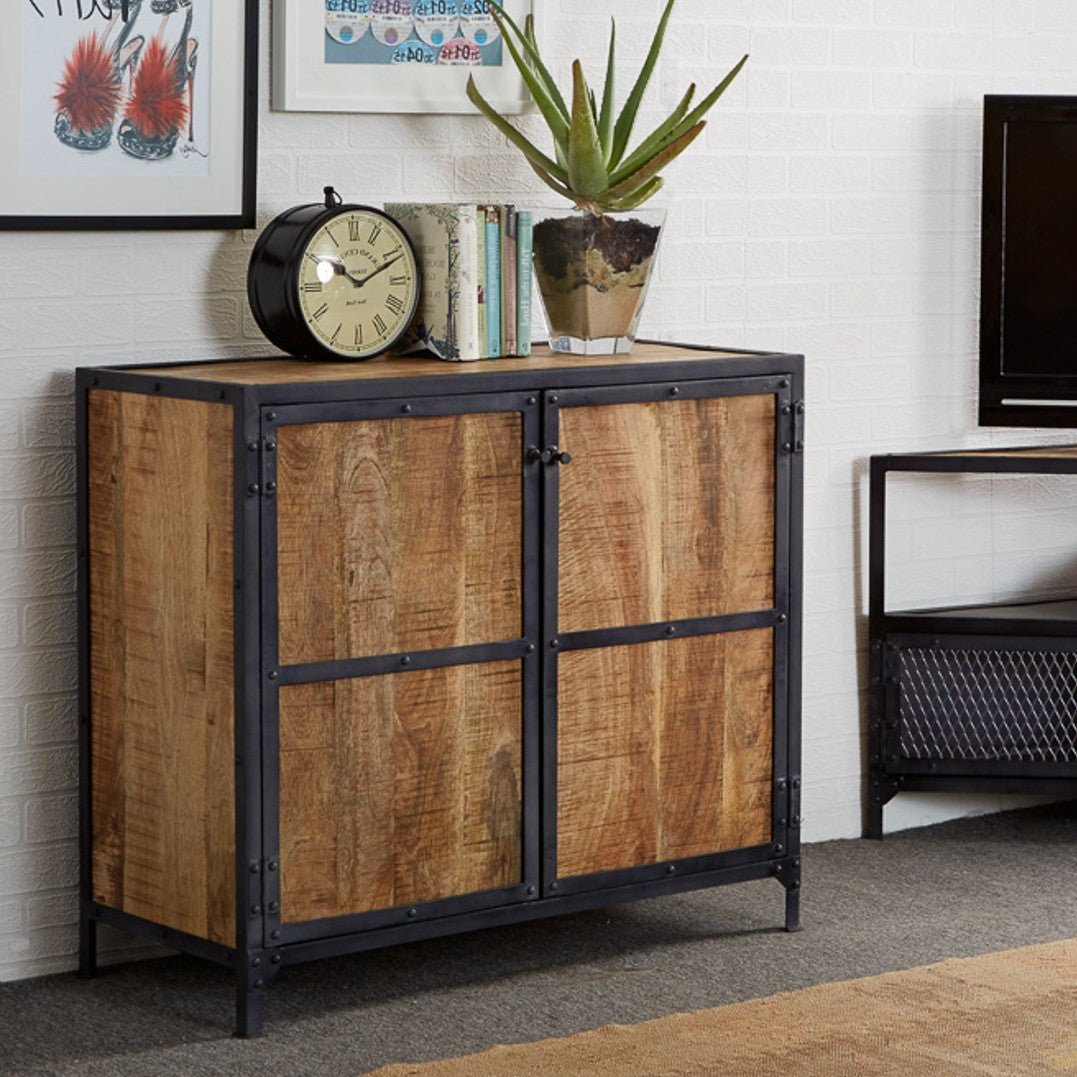 Ascot Industrial Reclaimed Wood and Metal Sideboard - Indian Hub